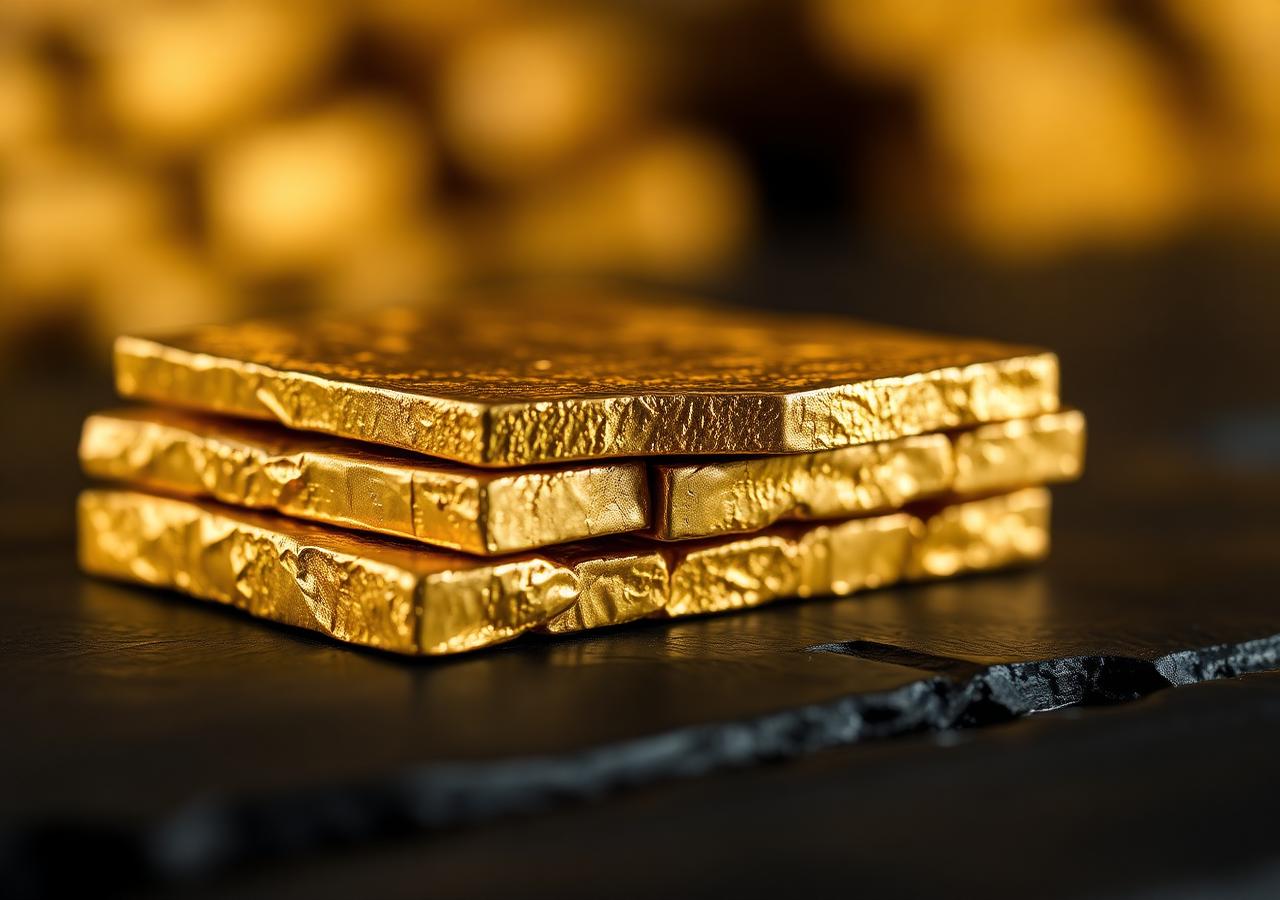 Stacked gold doré bars