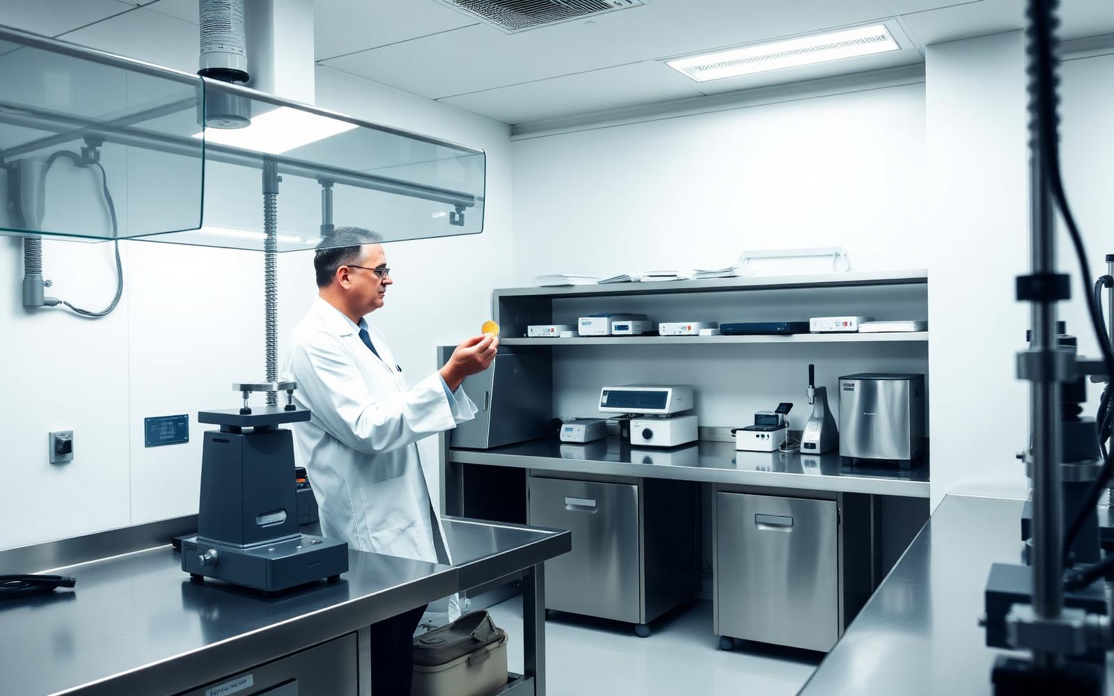 Metallurgist examining a sample in our Austin assay lab
