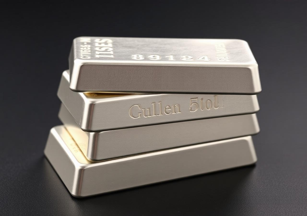 Stack of silver bullion bars